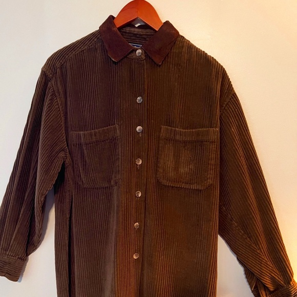 Charter Club Brown Corduroy Shacket W/ Suede Collar & 2 Front Pockets - Size S - Picture 1 of 7